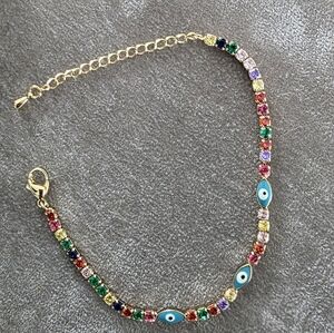 Colorful Cubic Zirconia Evil Eye Bracelet